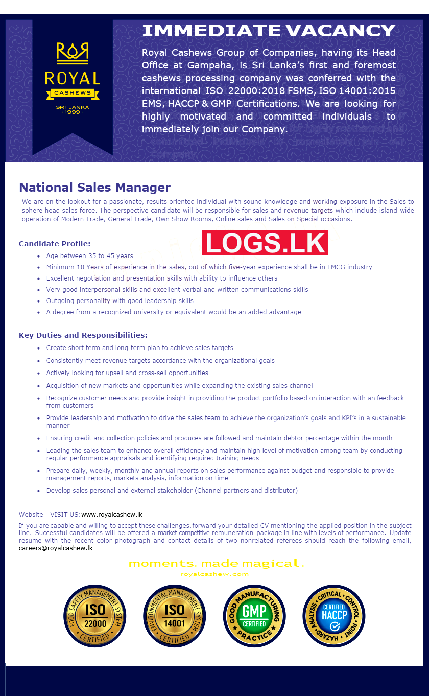 national-sales-manager-job-vacancy-at-royal-cashews-group